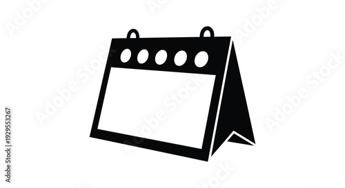 A stark black silhouette of a tabletop calendar with circular date markers presenting a minimalist design silhouette high quality