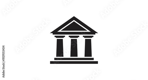 A stark black silhouette of a classical building facade with columns suggests history and permanence silhouette high quality professional