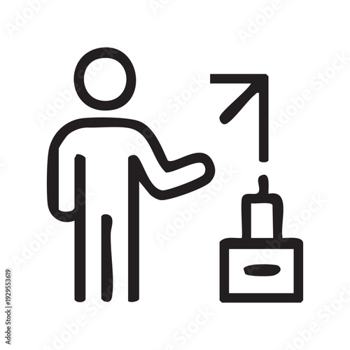 Simple line drawing of a person pushing an elevator button