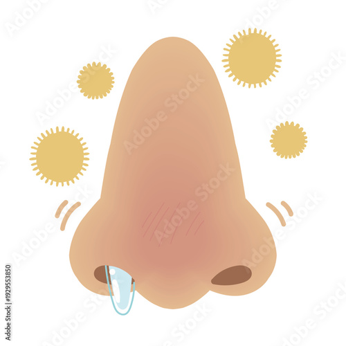 Red Irritated Nose with Pollen Allergy Symptoms Vector