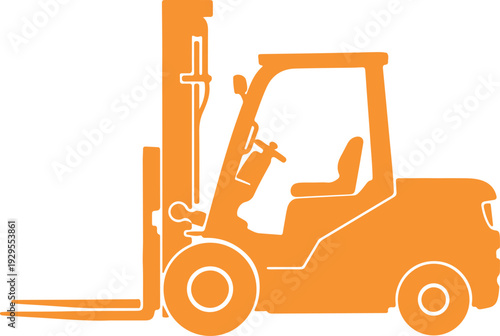 Modern orange forklift for industrial and warehouse operations