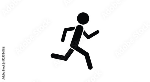 A stark black figure is depicted mid stride suggesting movement and activity in a minimalist style silhouette high quality professional