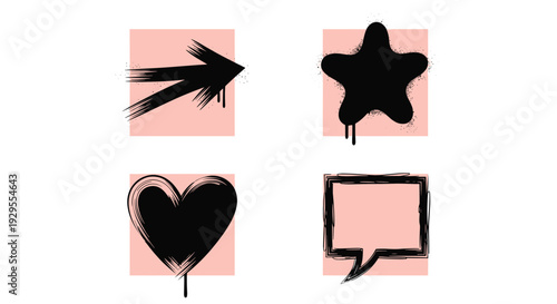 Collection of Hand Drawn Black Symbols.