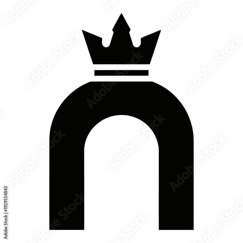 Horseshoe magnet with crown silhouette icon symbolizing power and attraction