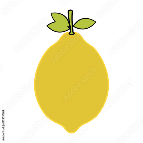 vector yellow pear with green leaves