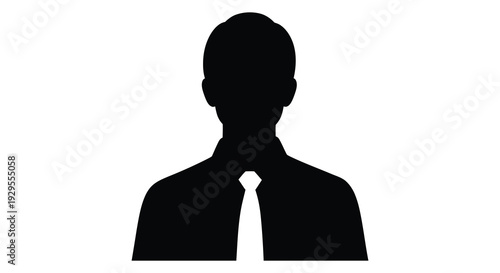 A stark black silhouette of a man in a suit and tie against a bright white background a minimalist silhouette