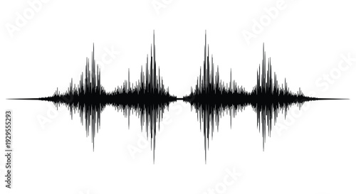 An abstract waveform graphic in stark black resembling a sound visualization presents a unique silhouette high quality professional detailed