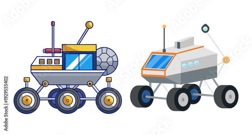 Cartoon style space rovers for planetary exploration mission