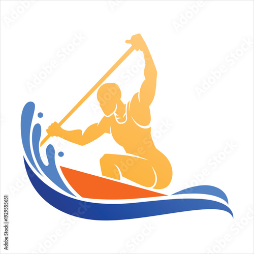 Vibrant illustration of a paddleboarder in action on water sports