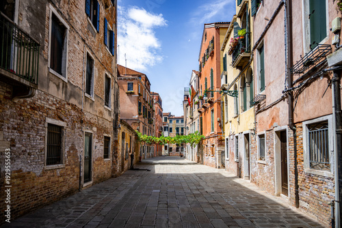 View of the narrow streets and alleys of Venice (Italy)