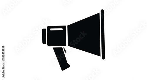 A stark black silhouette of a vintage megaphone suggests communication and announcement a powerful visual silhouette high quality professional