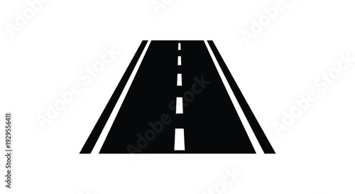 A stark black road stretches into the distance depicted as a simple impactful silhouette high quality professional detailed modern