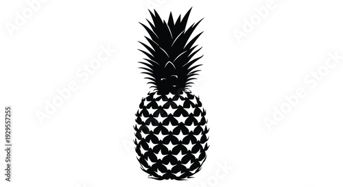 A striking black silhouette of a pineapple showcases its textured surface and distinctive crown a tropical fruit silhouette
