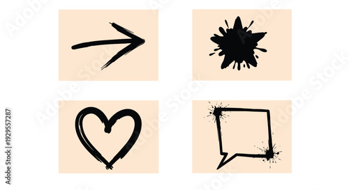 Hand Drawn Symbols on Beige Background.