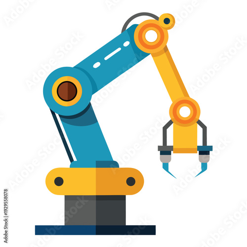 Industrial Robotic Arm Automating Manufacturing Process with Gripper Technology in a Factory