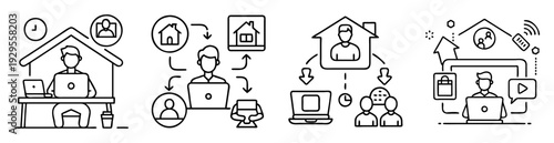 Conceptual illustration of the remote work flow and work from home