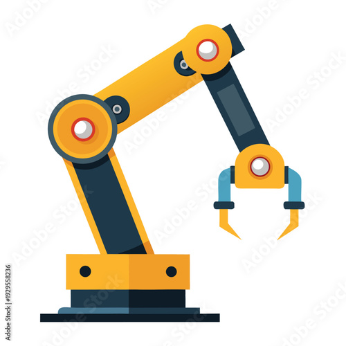Automated Industrial Robotic Arm with Gripper for Manufacturing Assembly and Modern Technology
