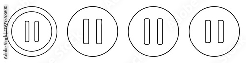 Four variations of a pause button icon in a circle shape