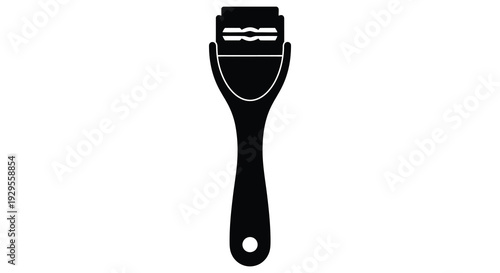 A minimalist black silhouette of a modern safety razor showcasing a sleek design and sharp blades silhouette high quality