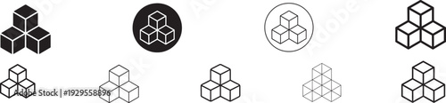 Cube symbol icon set, 3D, geometric shapes, design, box, structure, vector eps, modern icons