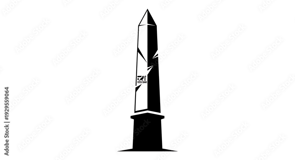Fototapeta premium Sharp Obelisk Monolith Hieroglyph Duality Logo Vector