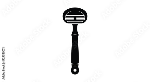 A modern safety razor depicted in a stark black graphic showcasing a minimalist design silhouette high quality professional detailed