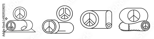 Assorted Peace Symbol Drawings on Cylinders and Other Surfaces in Black and White