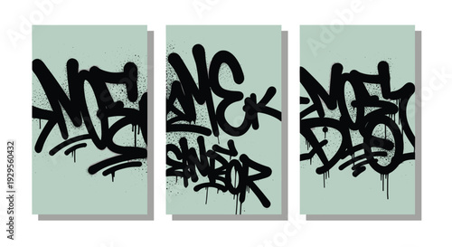 Graffiti Art on Canvas Panels Displayed.