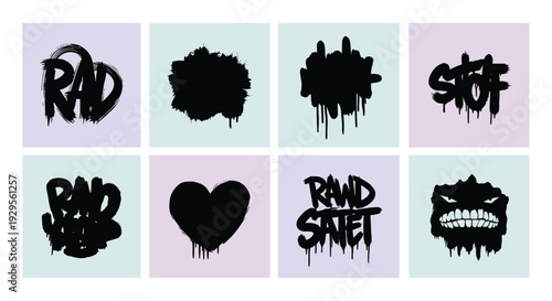Collection of Black Graffiti Style Symbols.