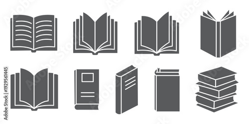 21 set of line book icon. Open book flat icon vector collection for learning library and reading apps. Simple line vector illustration