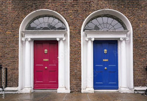 Wallpaper Mural Well preserved twin doors of Georgian townhouses with fanlight windows above Torontodigital.ca