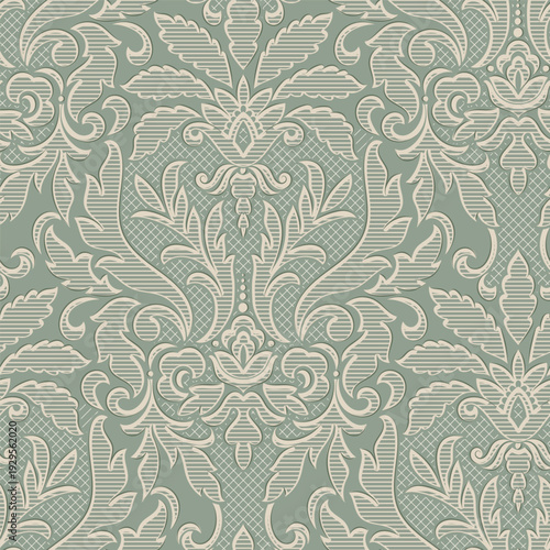 Damask modern seamless pattern element. Vintage classical old fashioned damask ornament, seamless texture for wallpapers, textile.