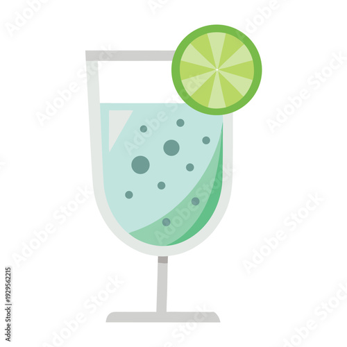 Refreshing lime drink in a tall glass with bubbles for a cool summer refreshment