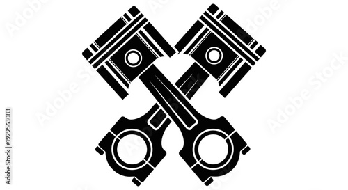 Illustration of interconnected piston rods and cylinders in a symmetrical arrangement showcasing mechanical engineering components in a technical diagram Whisk