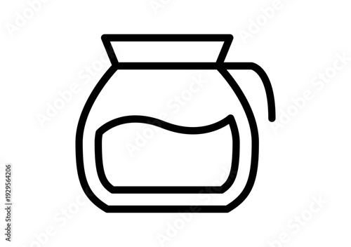 Icono lineal de una jarra de café con líquido en su interior sobre