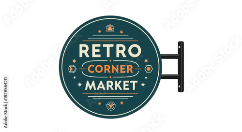 Retro Corner Market Sign on Wall Mount.