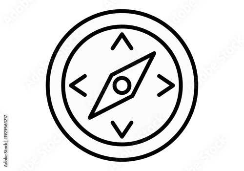 Icono lineal de una brújula de navegación con puntos cardinales