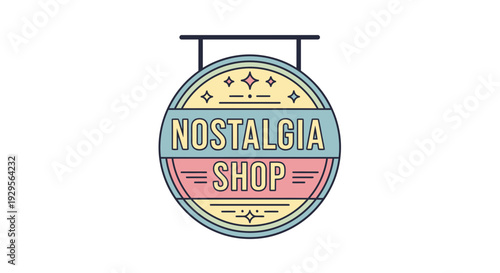 Vintage Nostalgia Shop Retro Signage Design.