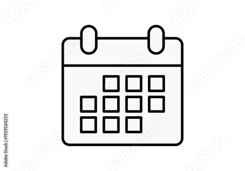 Icono lineal de un calendario de pared con cuadrícula de día