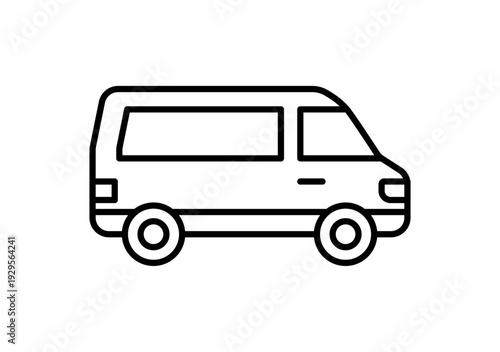 Icono lineal de una furgoneta de transporte o minivan 