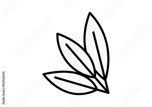 Icono lineal de tres hojas de planta 