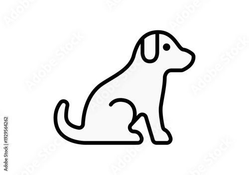 Icono lineal de un perro sentado de perfil 
