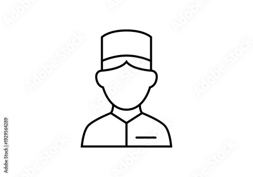 Icono lineal personal de servicios con uniforme y gorro