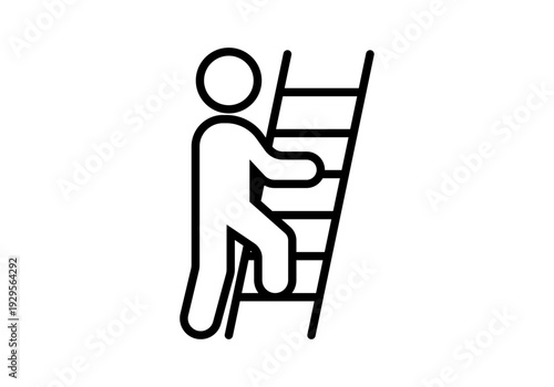 Persona subiendo por una escalera de mano en un entorno de trabajo