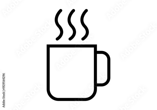 Icono de línea negra de una taza con bebida caliente y vapor