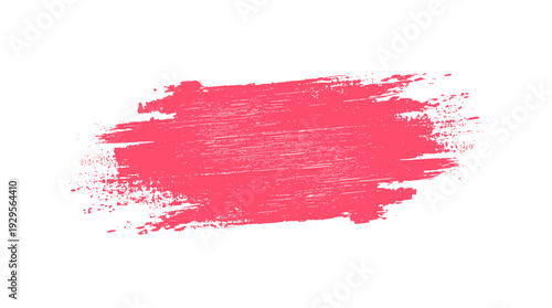 Bright pink textured brush stroke with splatters on a white background