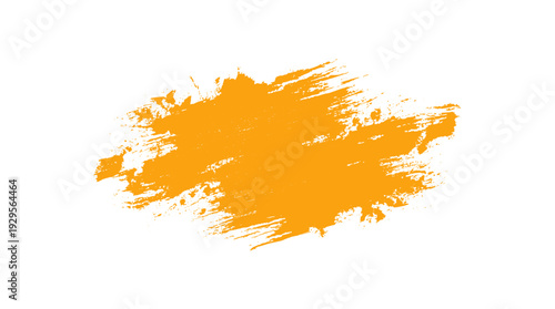 Orange Paint Splatter Brush Stroke on White Background