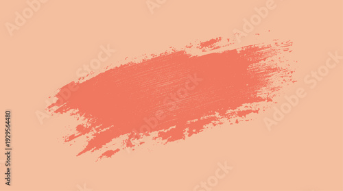 Coral paint brush stroke texture on peach background