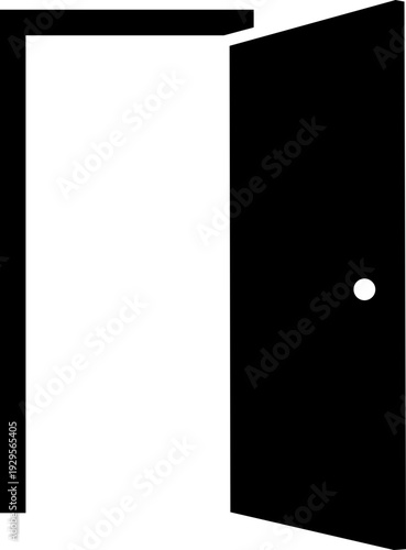 Door icons set. Open, close and ajar door. Doors collection. Opened entrance door set flat style - stock vector. isolated on transparent background