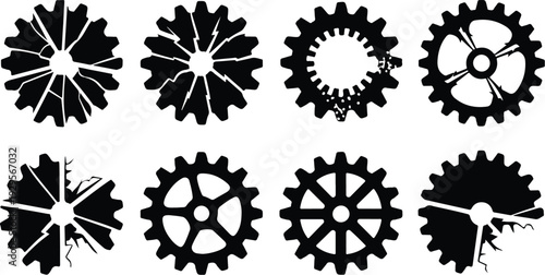 Cogs Collection Silhouette Icon Set Gear Cog Typography Silhouette Icon Pack
